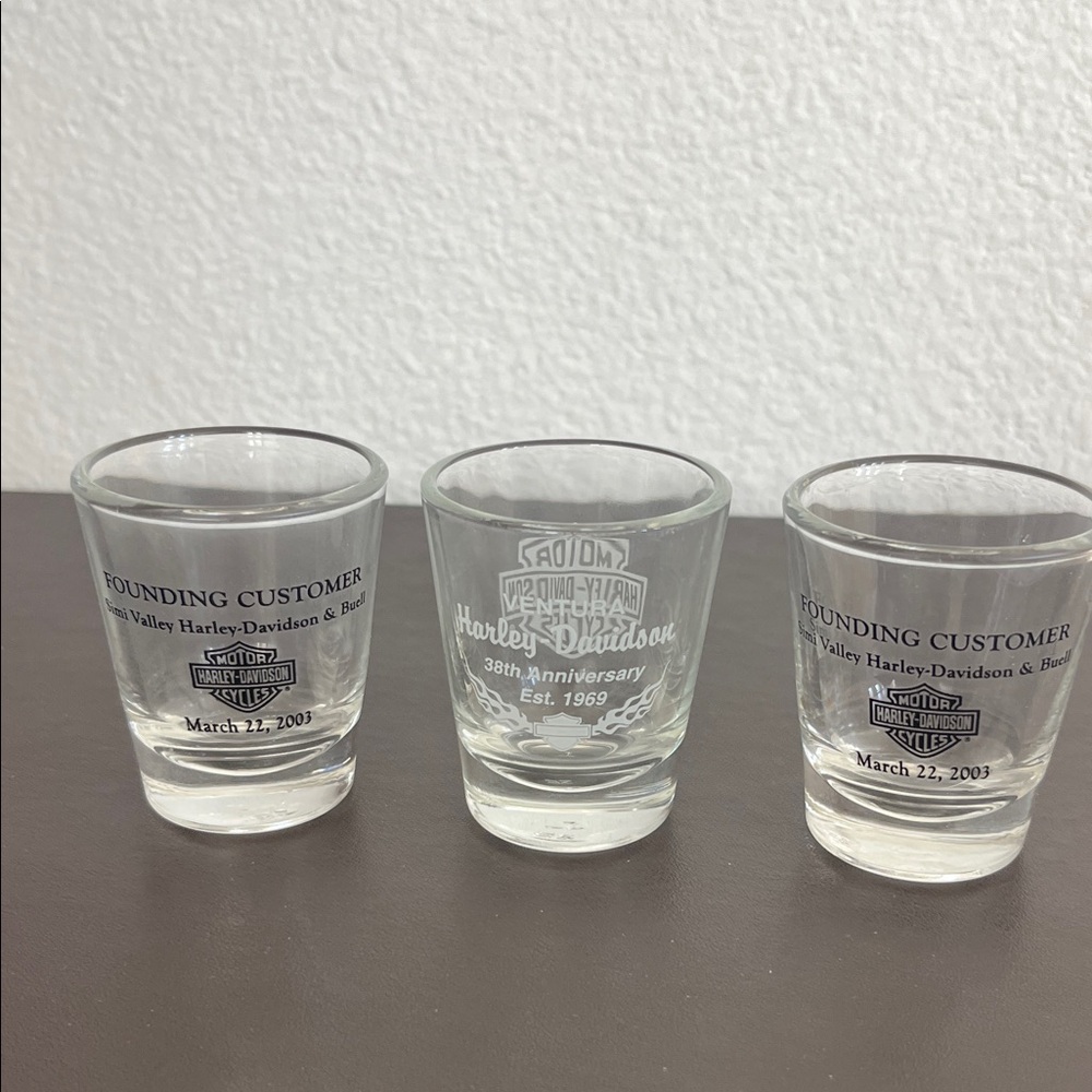 Harley-Davidson Anniversary Shot Glass Trio